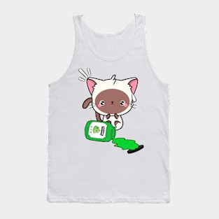 Cute White Cat Spilled Wasabi sauce Tank Top